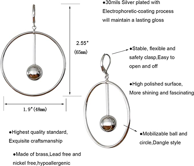 Women's -Silver Dangle Hoop Earrings