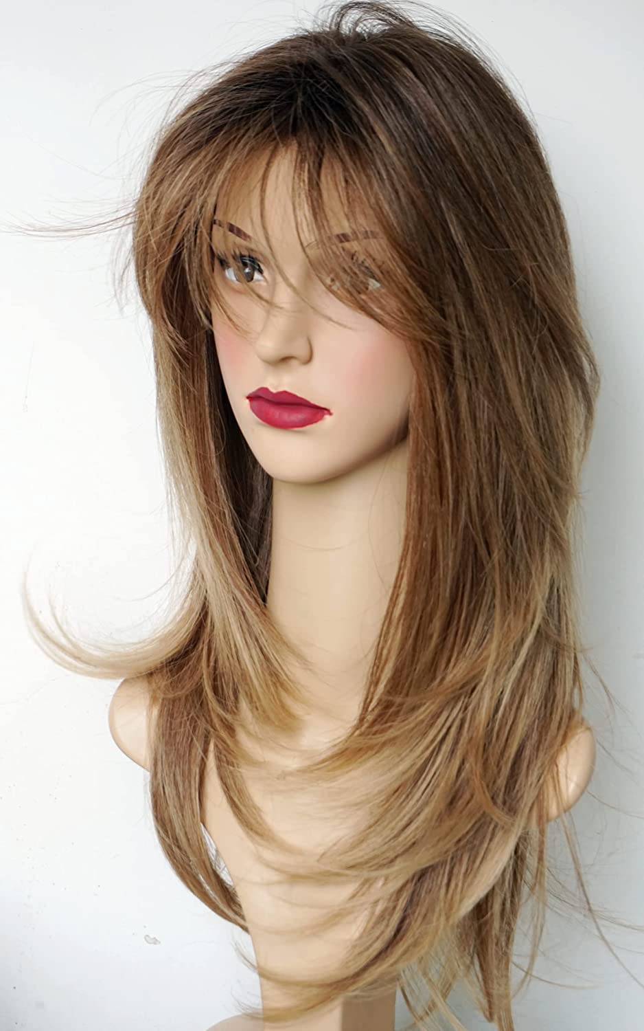 Ombre Brown Long Layered Shoulder Length Wig