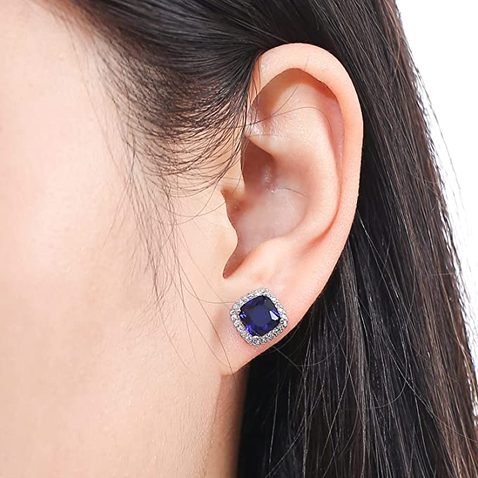 White Gold 10MM Halo Stud Earrings