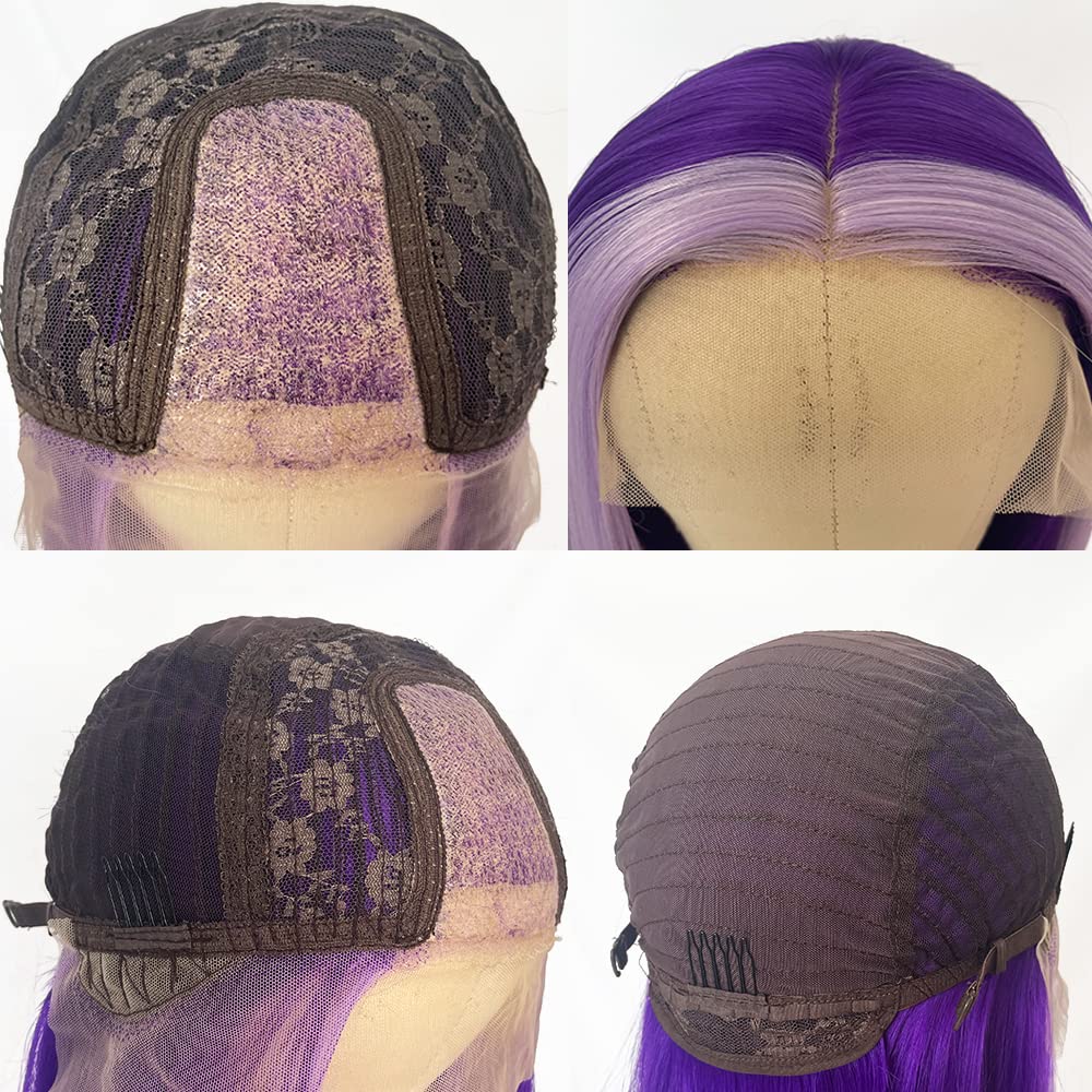 Purple Straight Highlight Lace Wigs