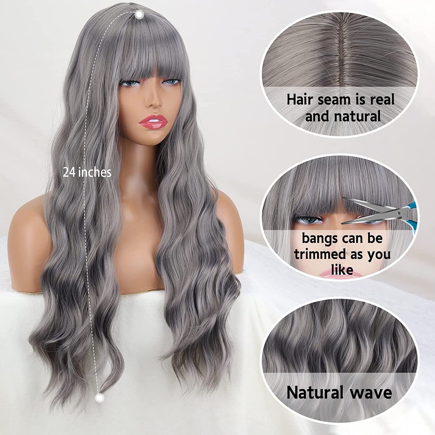 Long Wavy Wig With Bangs