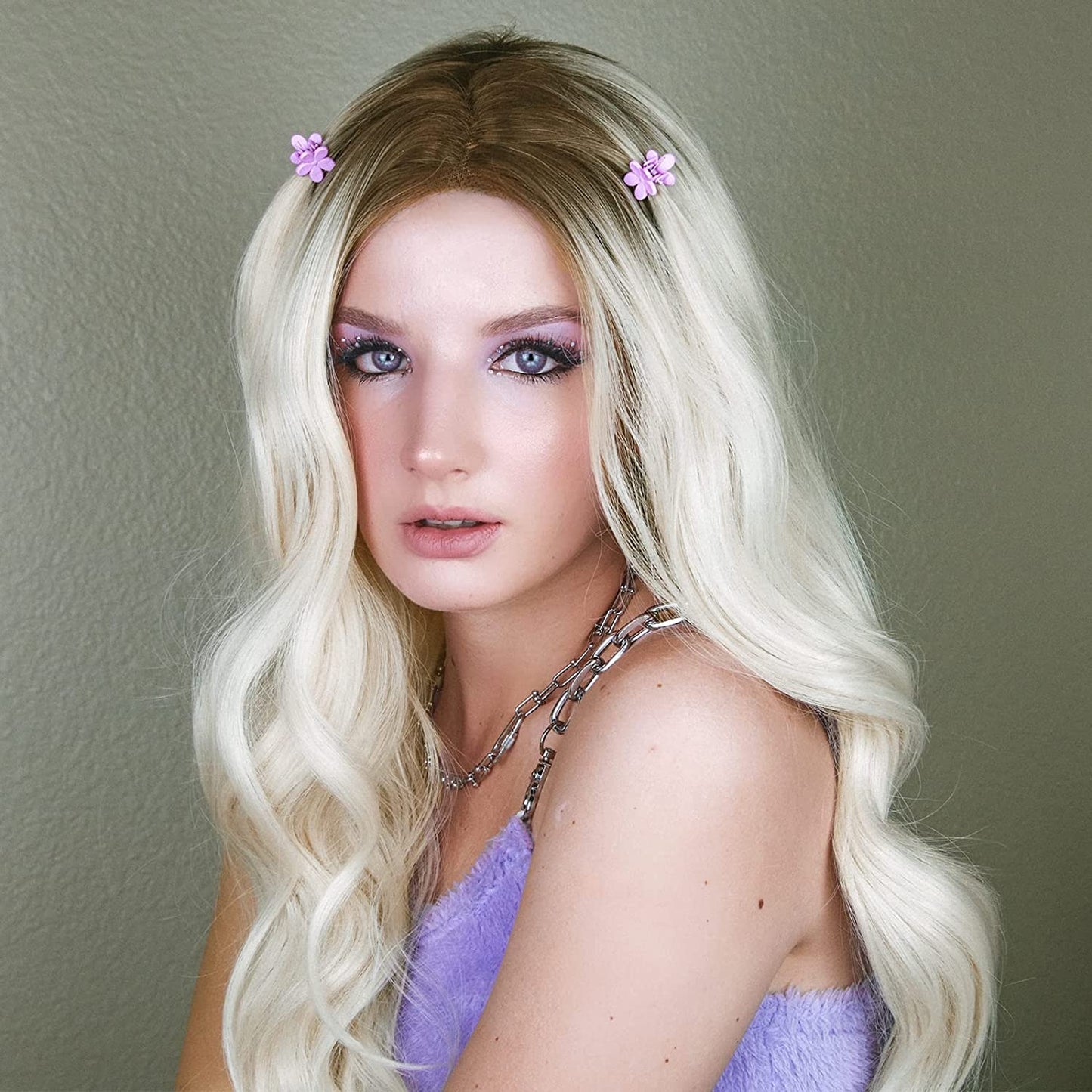 Ombre Ash Blonde Natural Wavy Lace Front Wig