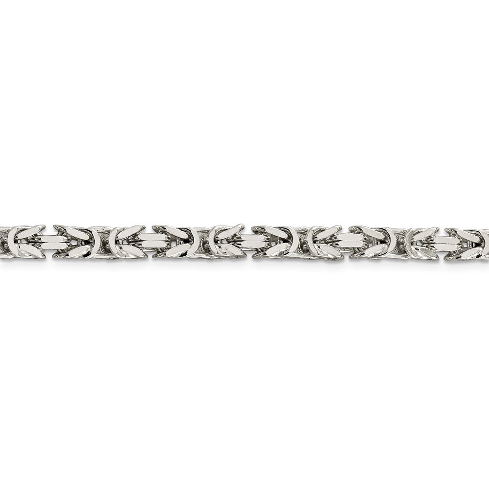Solid 925 Sterling Silver 5mm Square Byzantine Chain Necklace