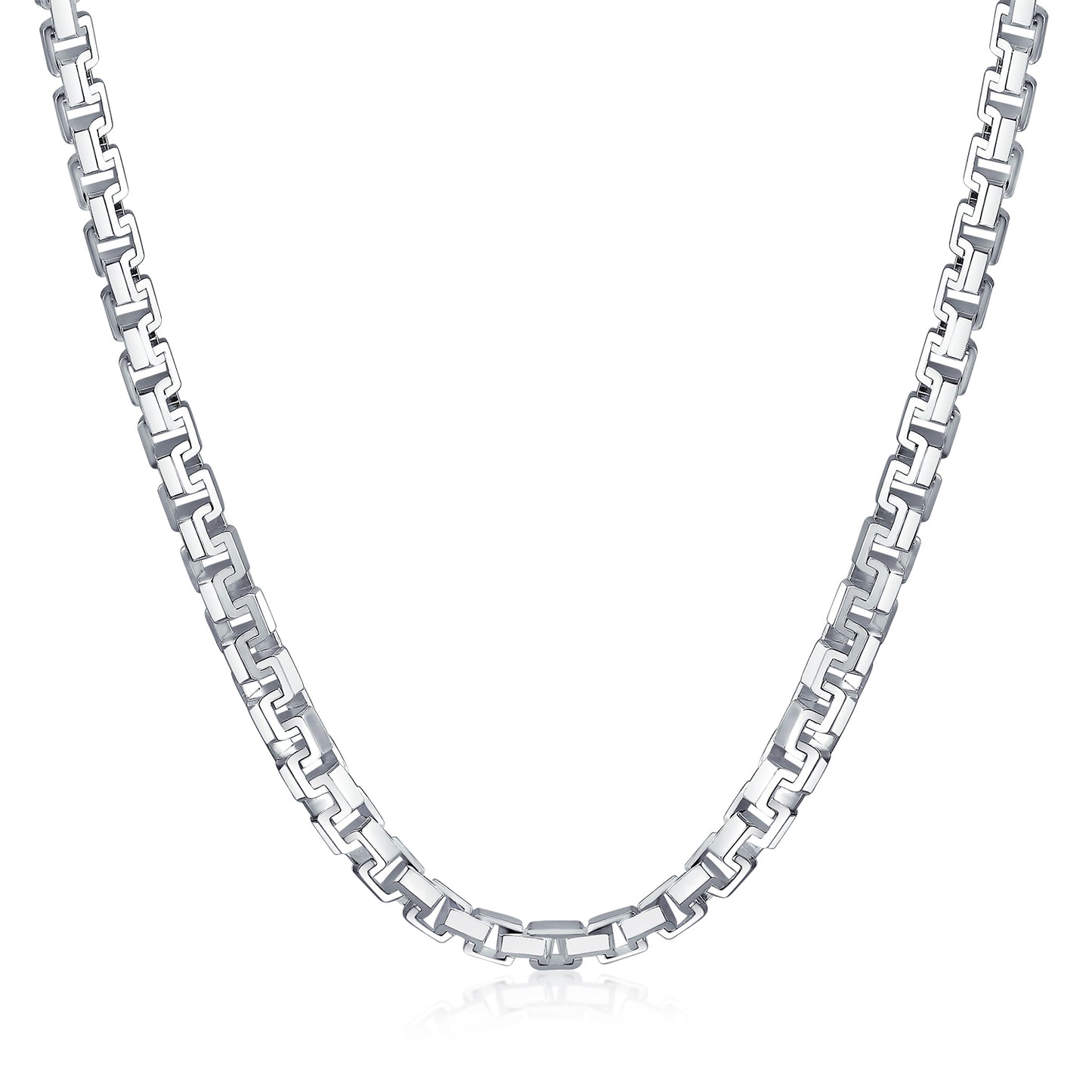 Heavy Solid .925 Sterling Silver Franco Square Link Gauge Necklace For Men