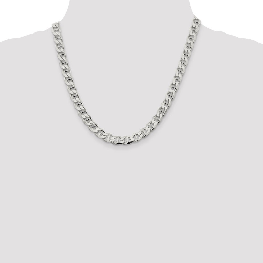 Men's Fine Luxury Solid Real 925 Sterling Silver Chain 8.25mm Flat Anchor Necklace