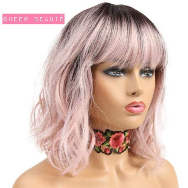 Ombre Pink Straight Bob Wig with Bangs|Trending Bob Hair Styles