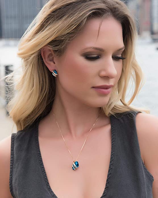 18K Rose Gold Stud December Birthstone Earrings