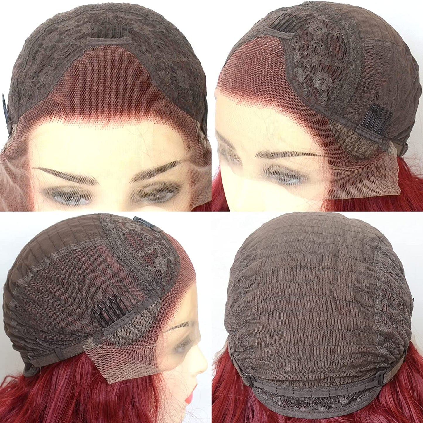 Straight Burgundy Free Part Lace Front Wigs
