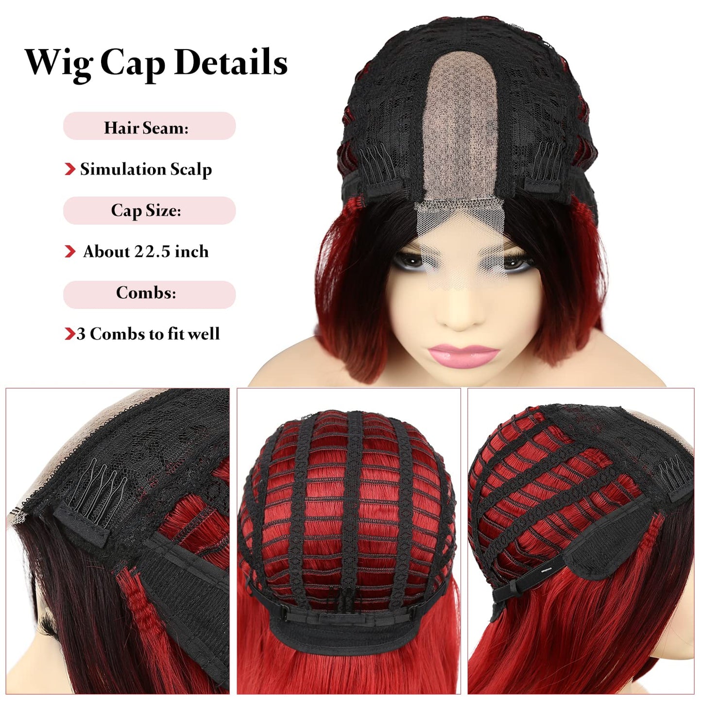 Ombre Red-Black Roots Long Cosplay Hair Wig