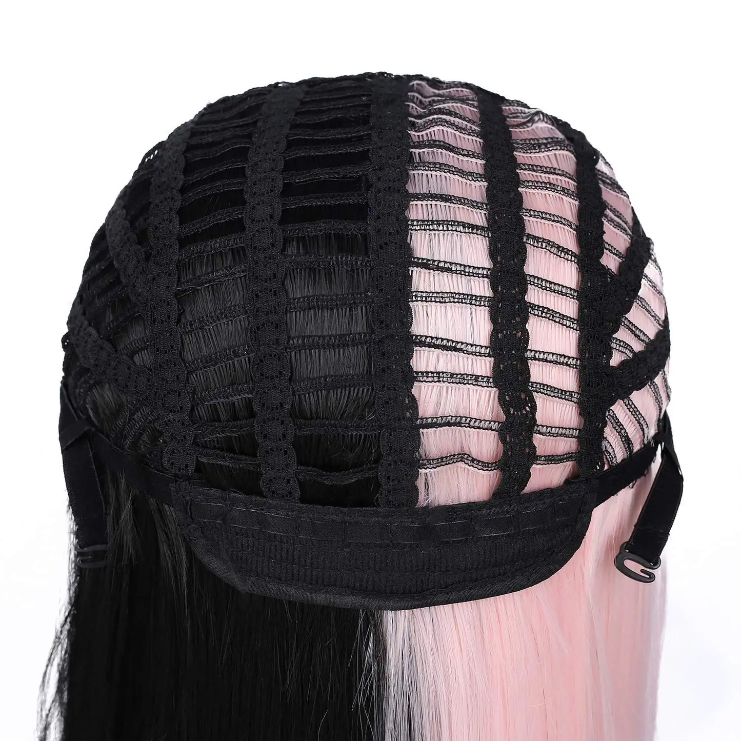 Split Dye Half Pink and Black Cosplay Hair Wigs
