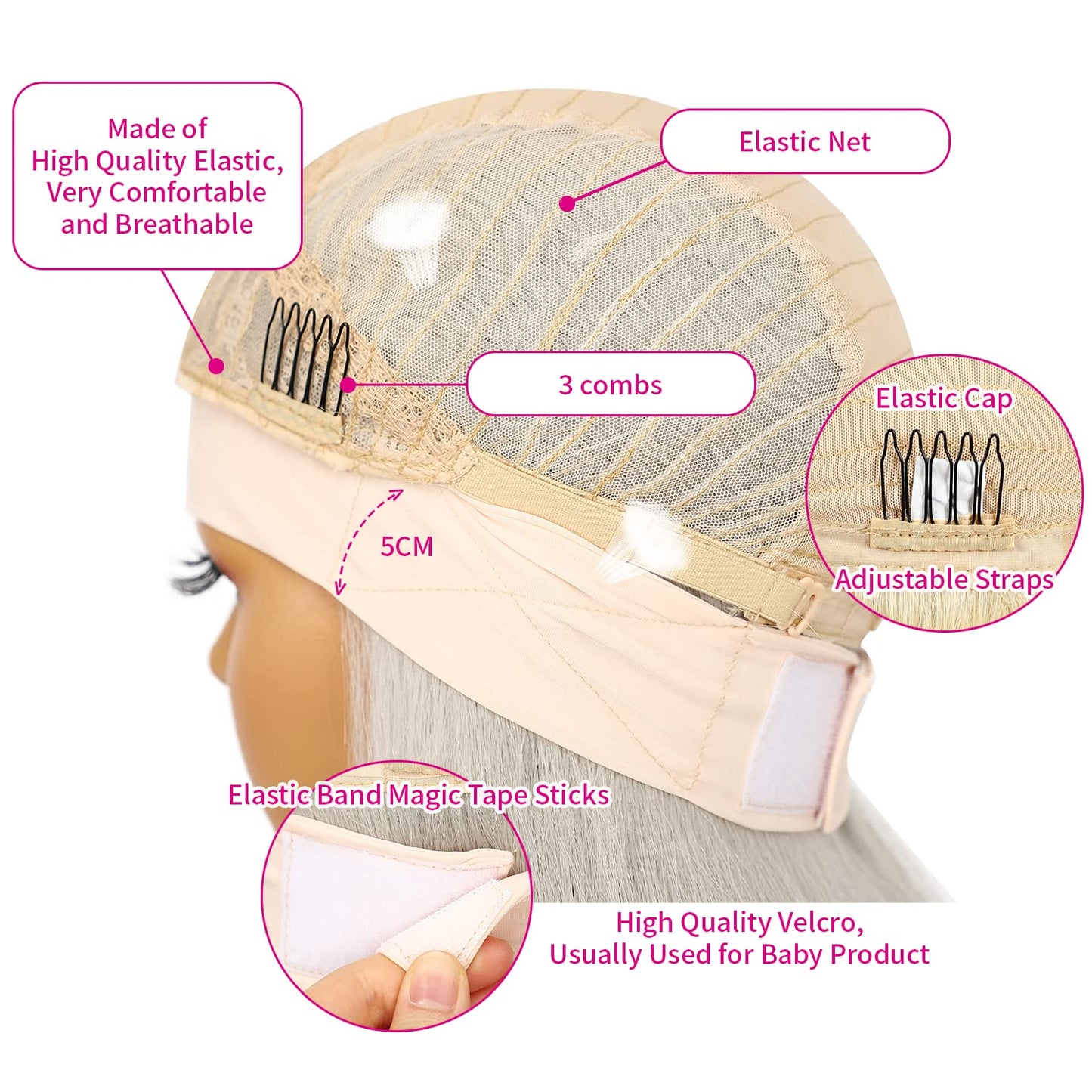 Body Wave Bleach Blonde Headband Wigs for Women