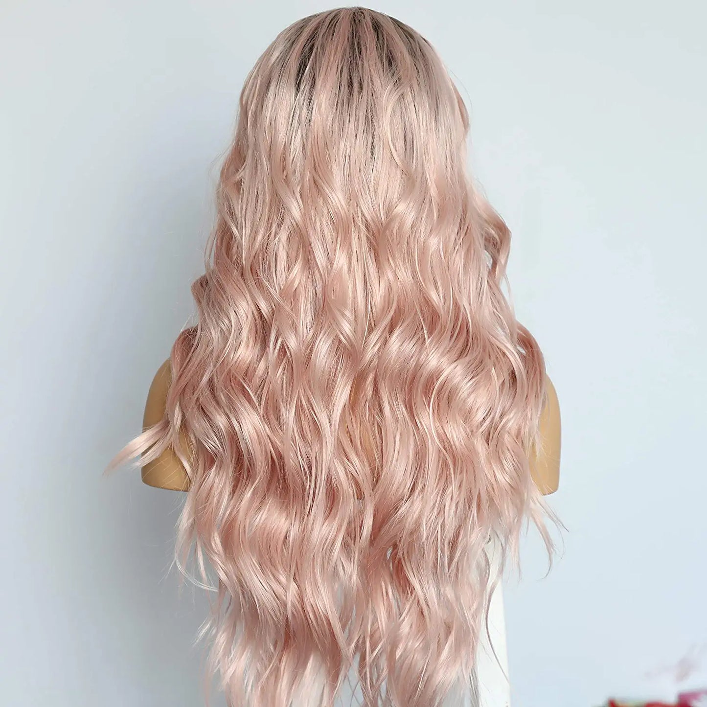 Ombre Pink Middle Parting Wavy Lace Wig