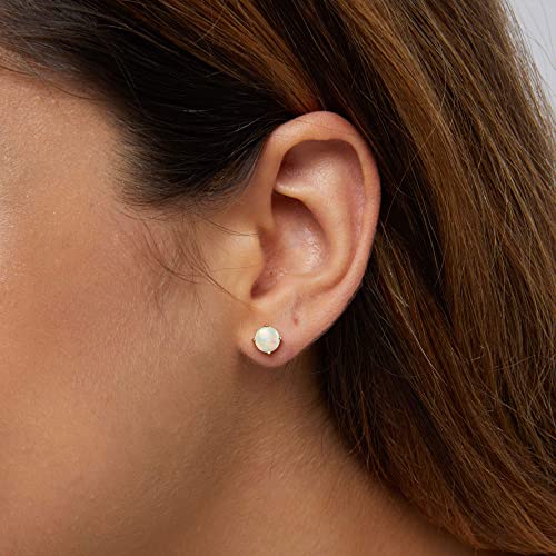 18K Gold Plated Earrings - Opal Solitaire Gemstone Earrings