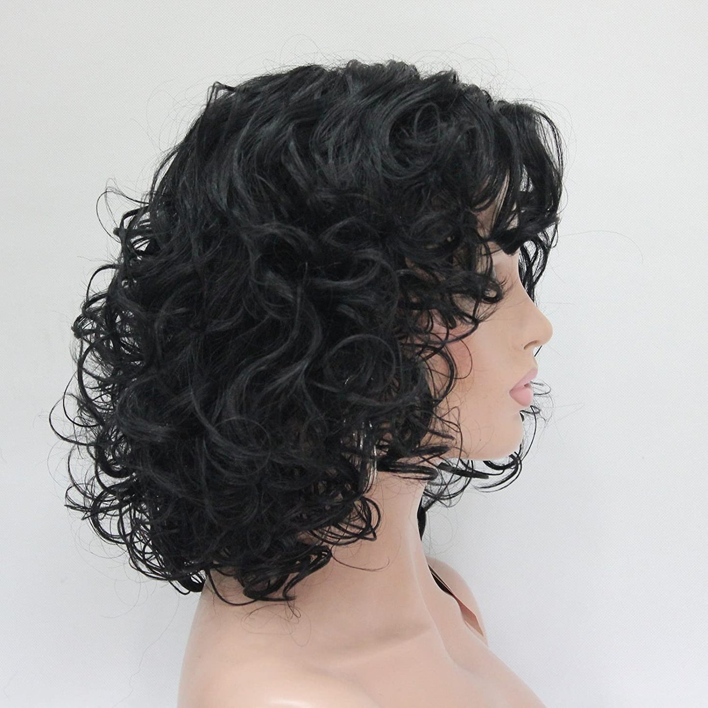 Bob Black Curly Layered Wig