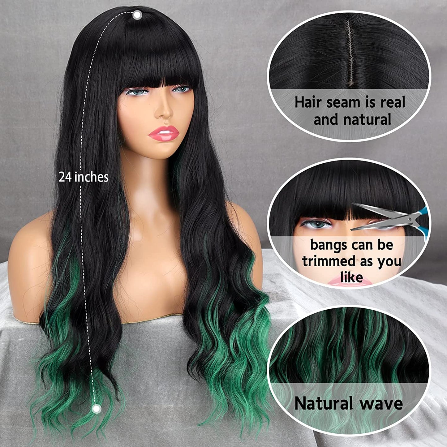 Long Wavy Wig With Bangs
