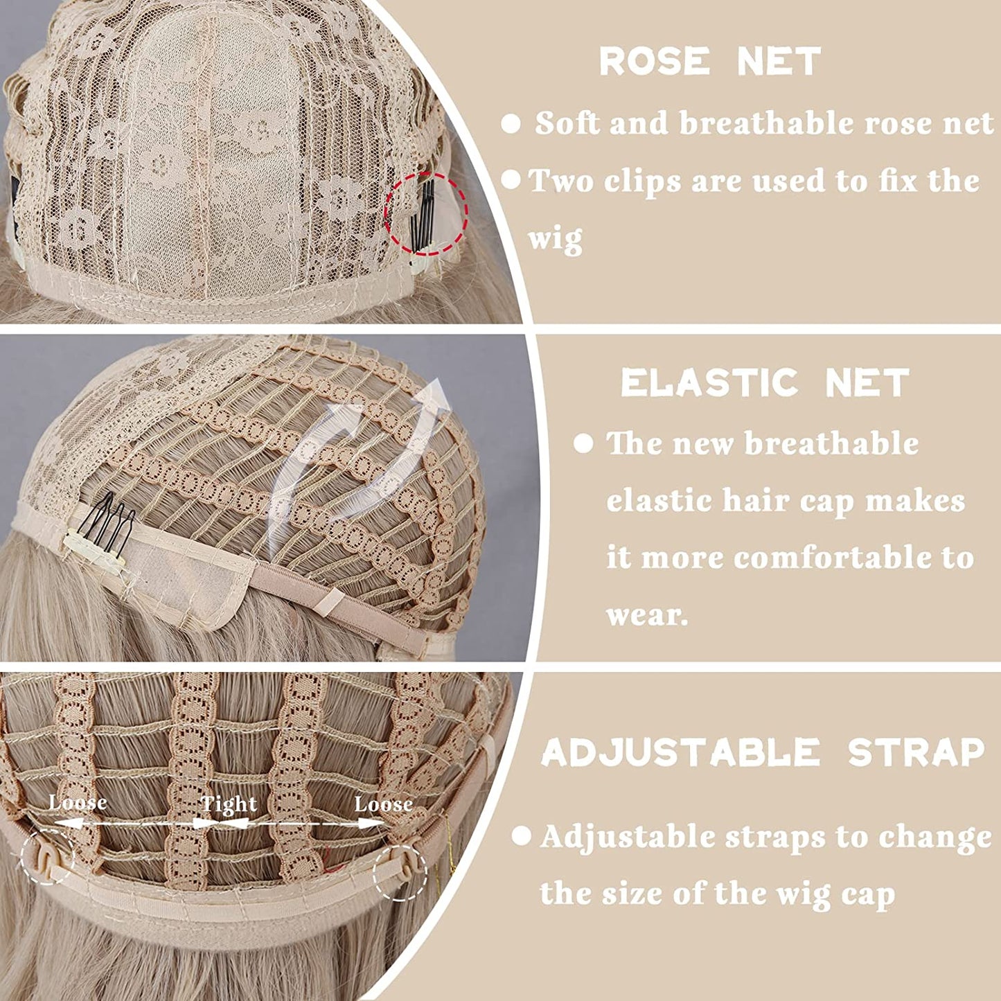 Long Blonde Wavy Wigs With Bangs for Women