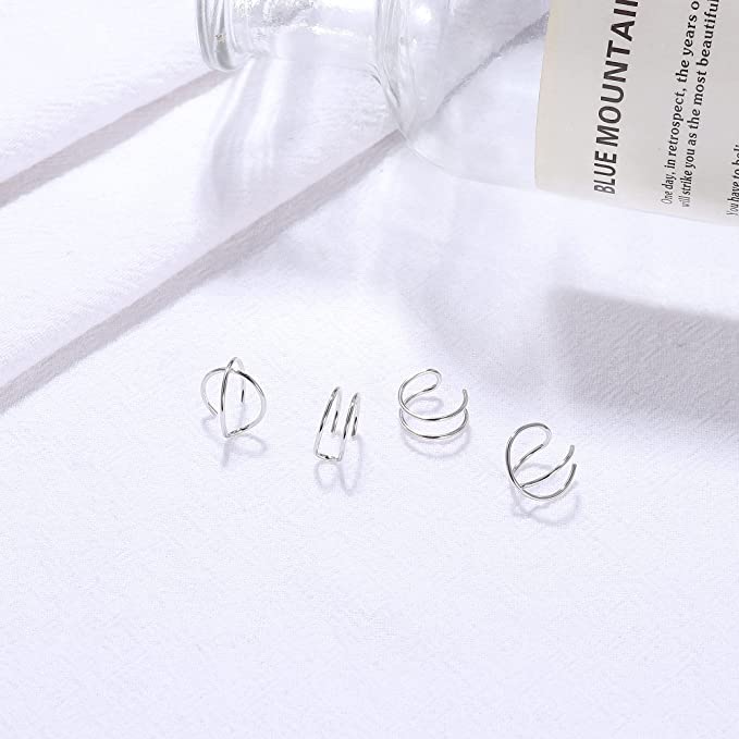 4Pcs Silver Cartilage Earrings Set