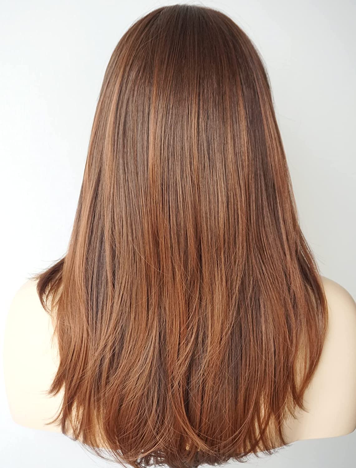 Ash Blonde Highlight Full Wig With Bangs