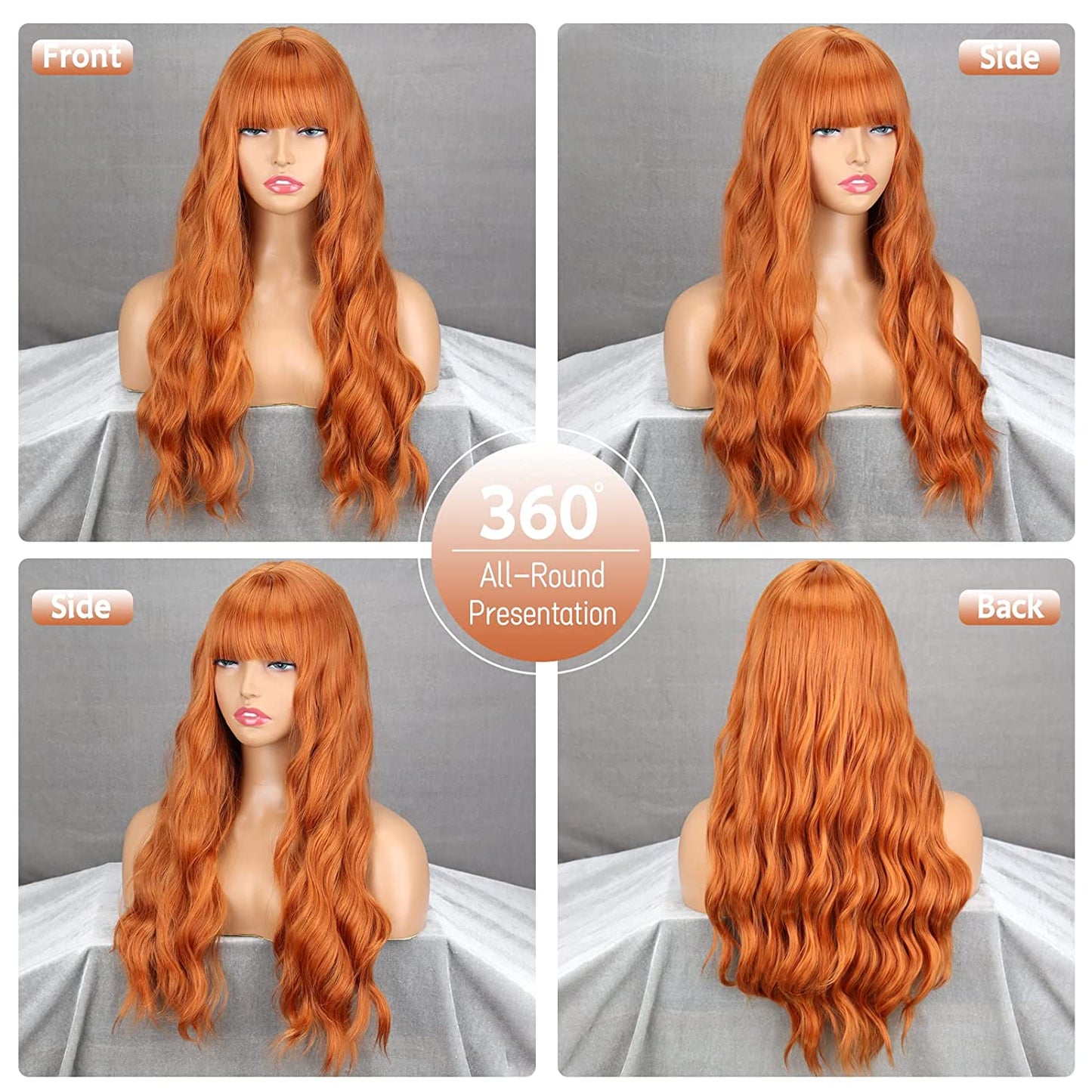 Long Middle Part Wavy Wig with Bangs