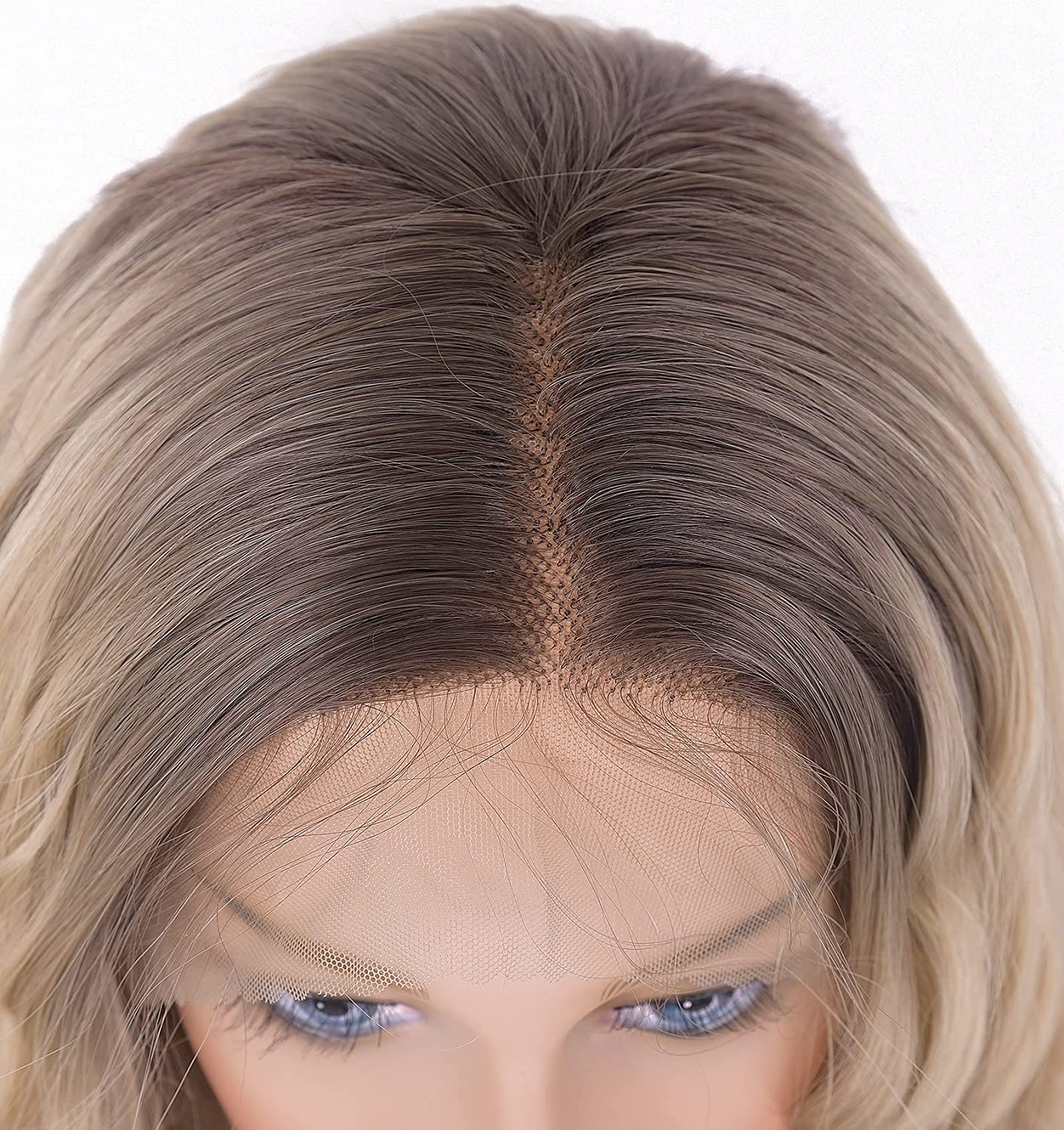 Ombre Honey Blonde Lace Front Wigs for Women Glueless Wig Synthetic Hair Ombre Brown Blonde Curly Wigs Shoulder Length...