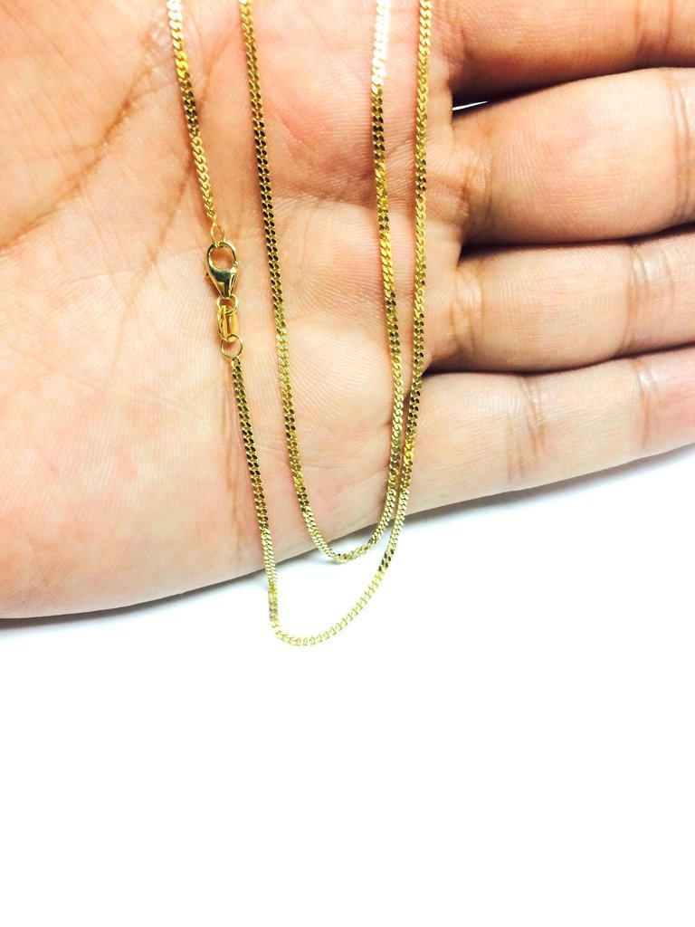 Real Fine Gold Jewelry-14K Yellow Gold 1.5MM Solid Miami Cuban Curb Link Necklace Chains