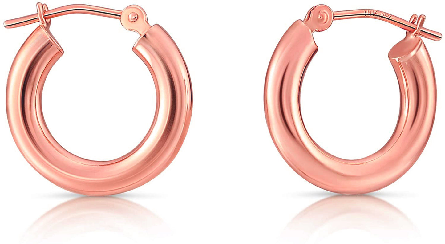 gold earrings, hoop earrings, 14k gold earrings, earrings,14k yellow gold, gold earrings for women, 14 karat gold earrings, 14k gold hoop earrings, gold earrings for women 14k real gold, gold jewelry, gold studs, gold earrings studs, earrings gold, real gold earrings, 14k gold earrings for women, small gold earrings 14Karat Rose Gold Earrings For Women-3MM Classic Round Hoops Earrings