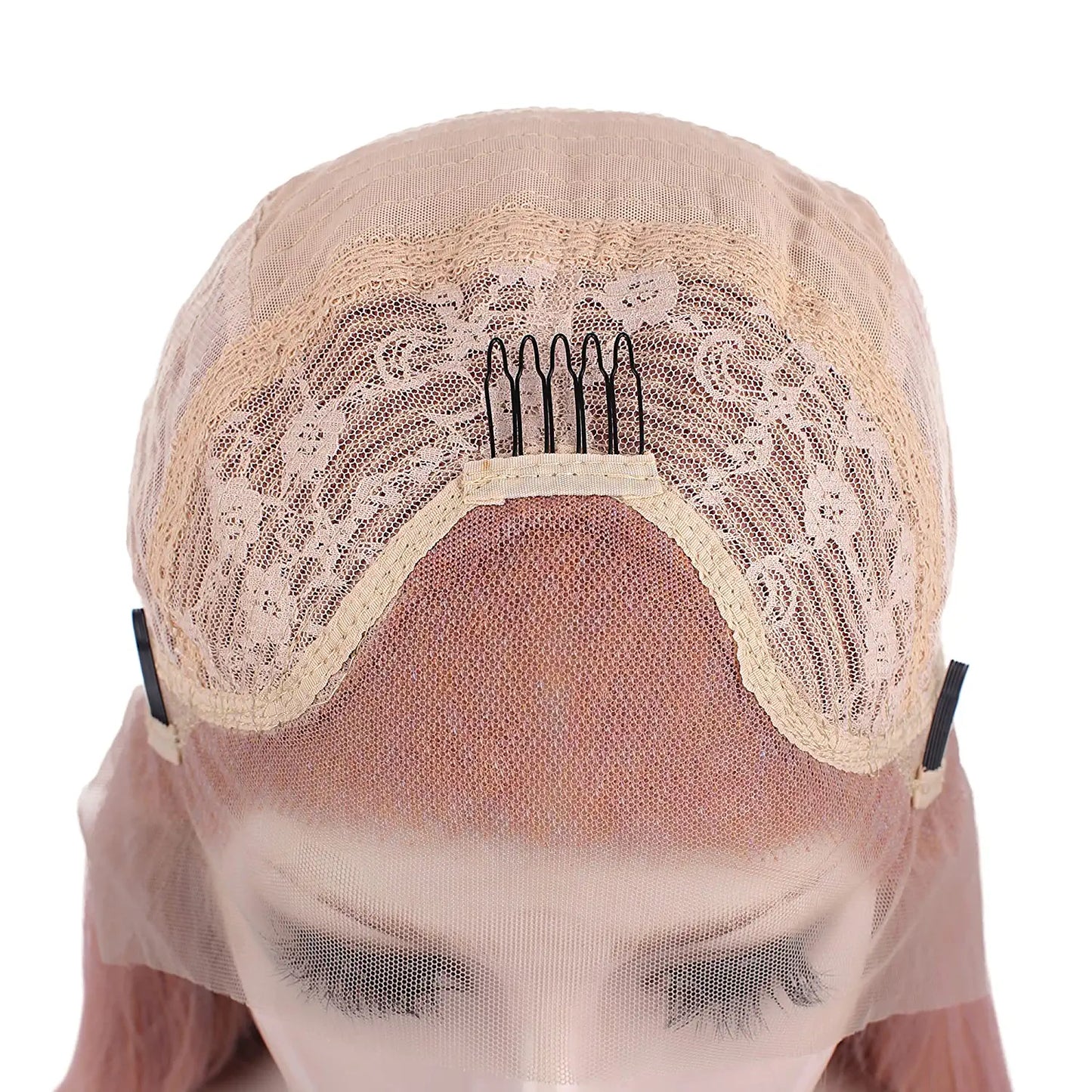 Pink Rose Gold Long Wave Lace Front Wigs