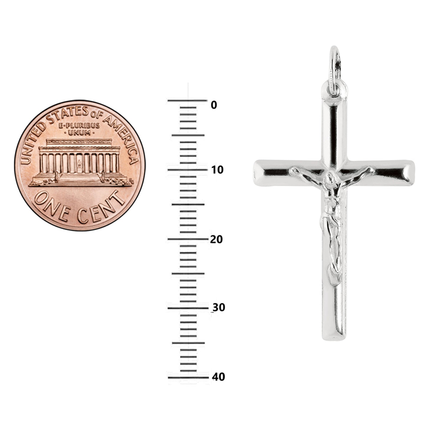 Genuine 925 Sterling Silver Italian Shiny Crucifix Cross 5mm Link Chain Hypoallergenic and Nickle free