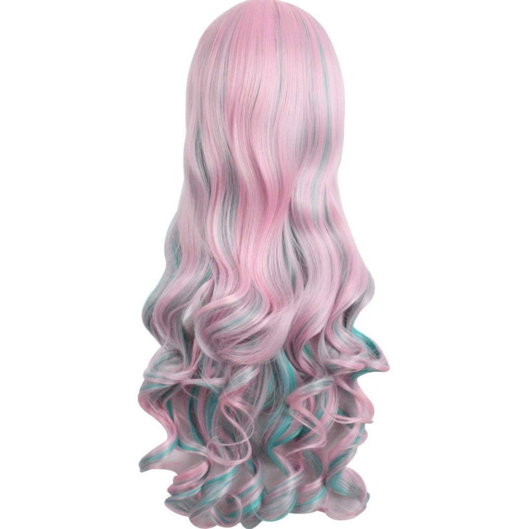 PINK/BLUE Long Curly 2-Ponytails Full Wig