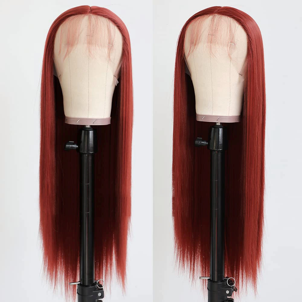 Long Straight Ginger T part Lace Front Wigs