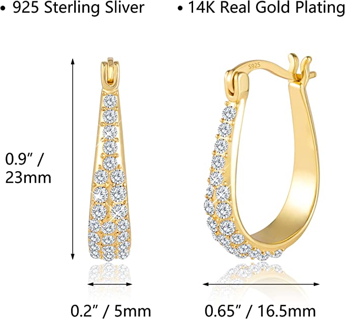 Lightweight Oval Hoop Earrings for Women - 14K Gold Plated, Rose Gold Plated and Sterling Silver Plated Large Oblong Hoop Earrings for Women Statement Jewelry ...
