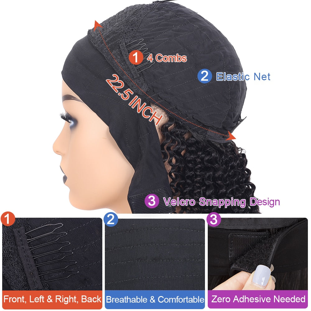 Afro Kinky Curly Headband Human Hair for Women