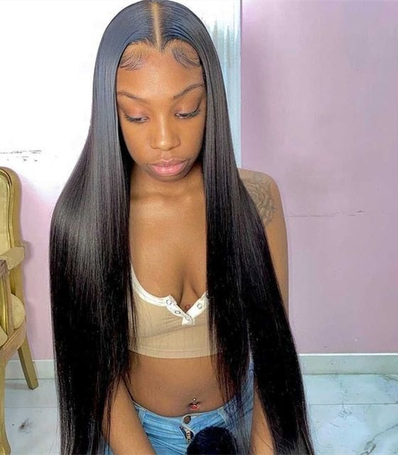 99J Burgundy Straight HD Transparent Human Hair Lace Front Wig For Women
