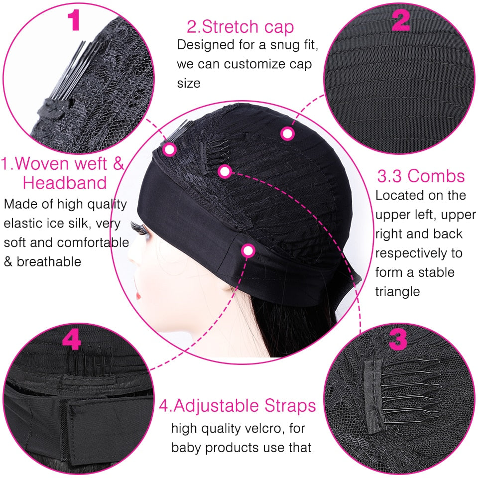 Straight Glueless Headband Human Hair Brazilian Wigs For Black Women