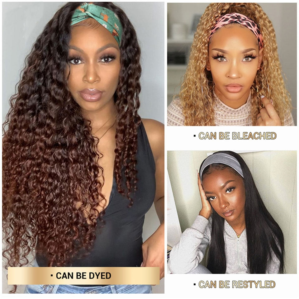 Brazilian Deep Curly Hair Human Hair Headband Wig