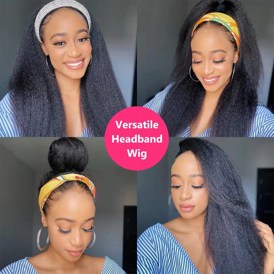 Headband Wig Yaki Kinky Brazilian Human Hair
