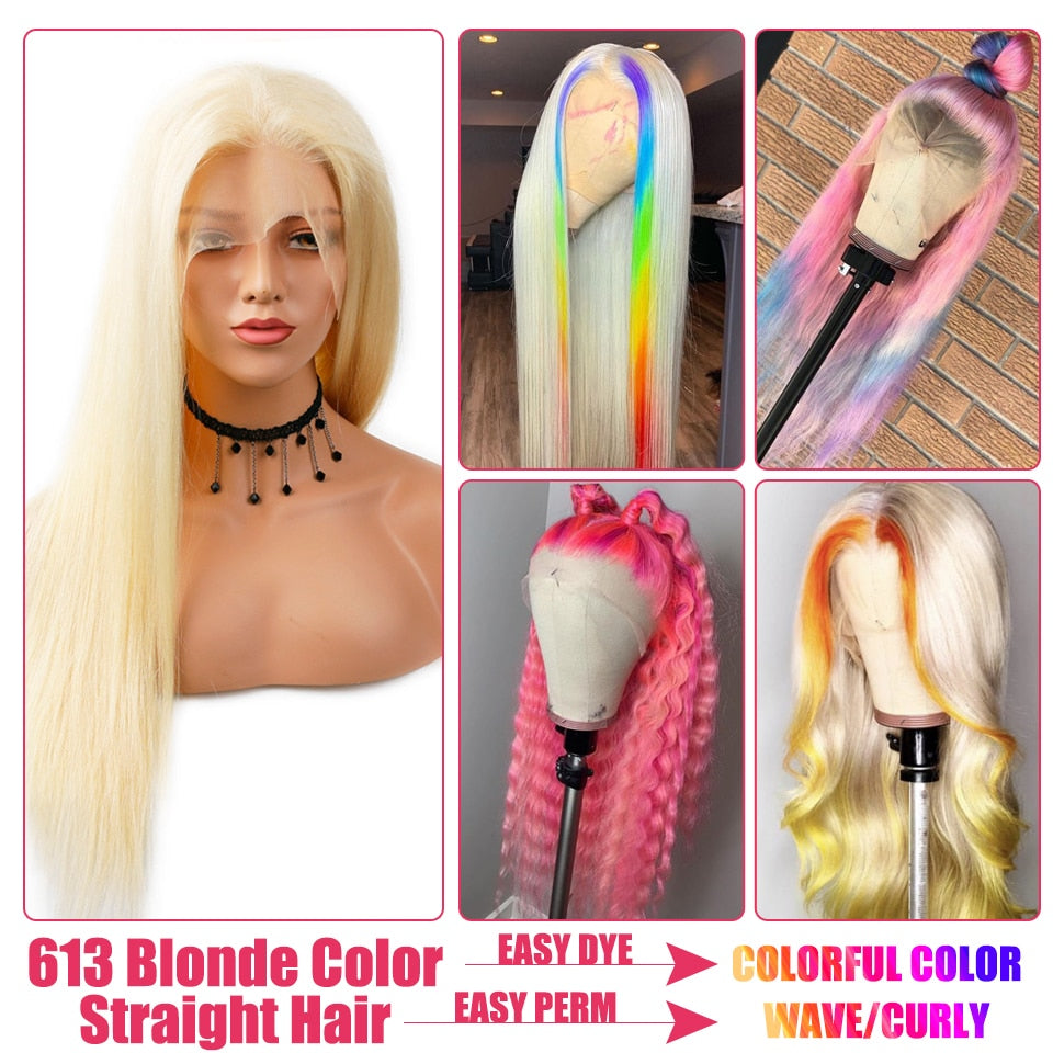 42inch Long Straight 613 13x4 Lace Front Human Hair Wigs