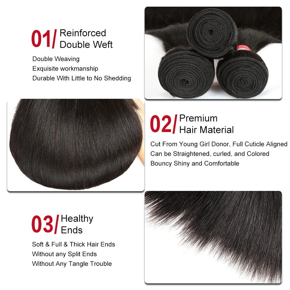 Straight Brazilian Human Hair Weave Bundles