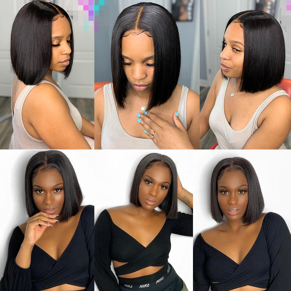 Brazilian Human Hair Straight Bob T Part Lace Wigs|Short Hairstyles Hair Wigs