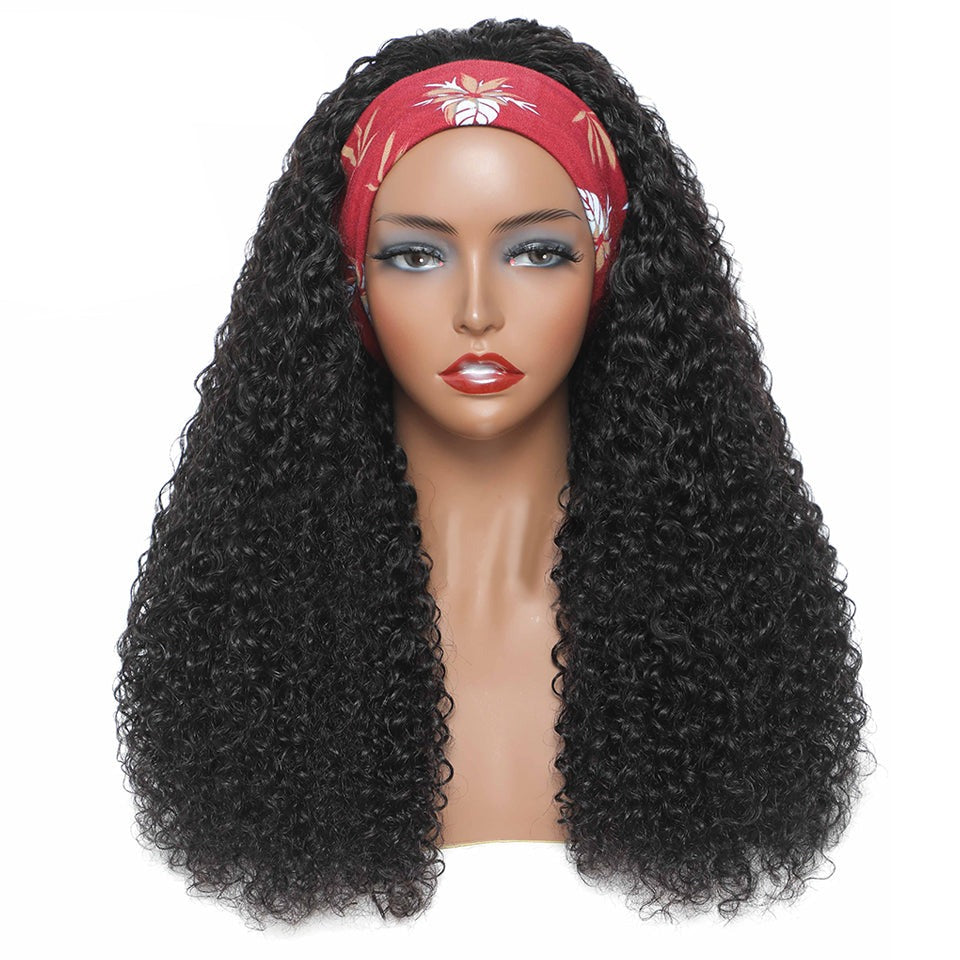 Brazilian Deep Curly Hair Human Hair Headband Wig