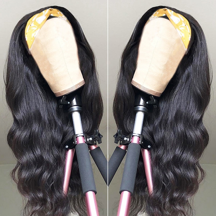 Headband Brazilian Human Natural Wavy Hair Wig