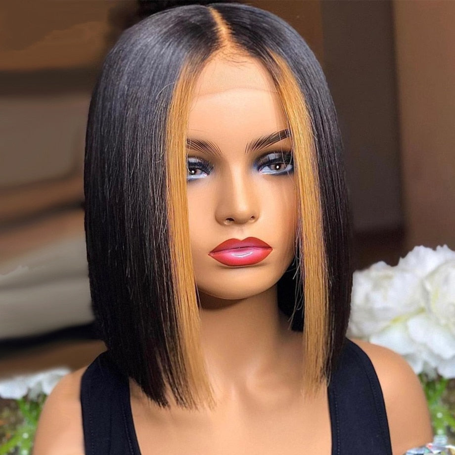 Brazilian Human Hair Straight Bob T Part Lace Wigs|Short Hairstyles Hair Wigs