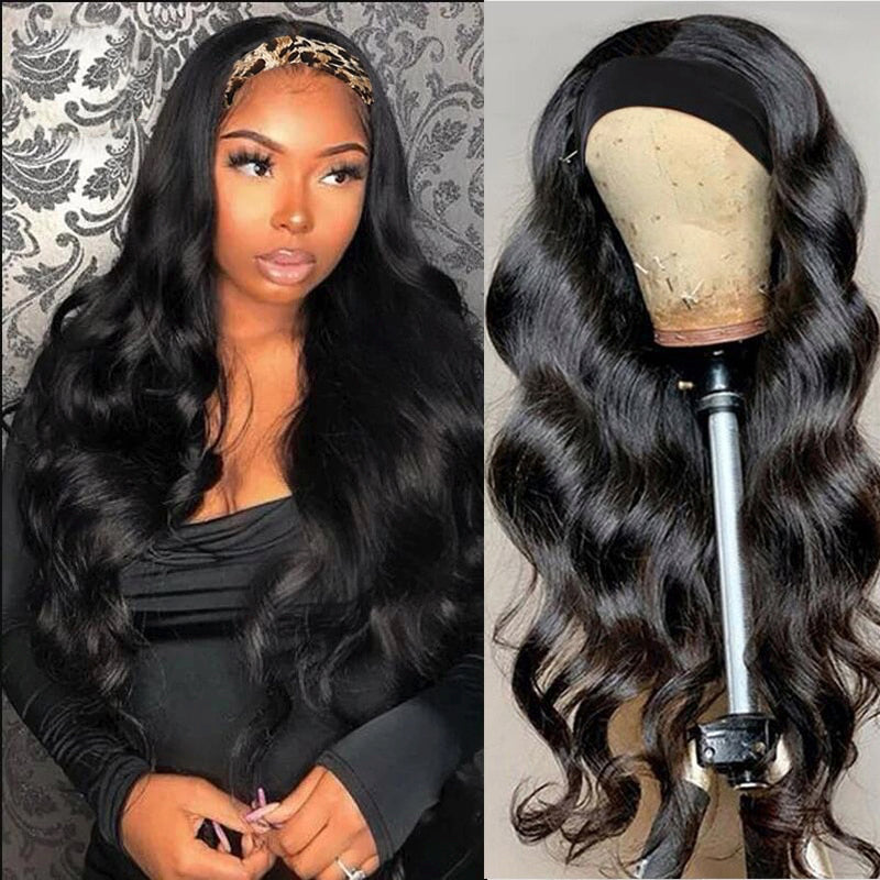 Headband Brazilian Human Natural Wavy Hair Wig