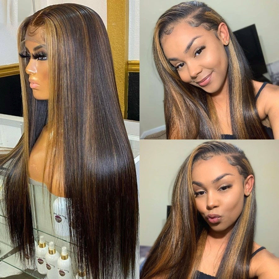 Highlight Straight Brazilian Human Hair Wigs|13x4 Lace Hair Wigs