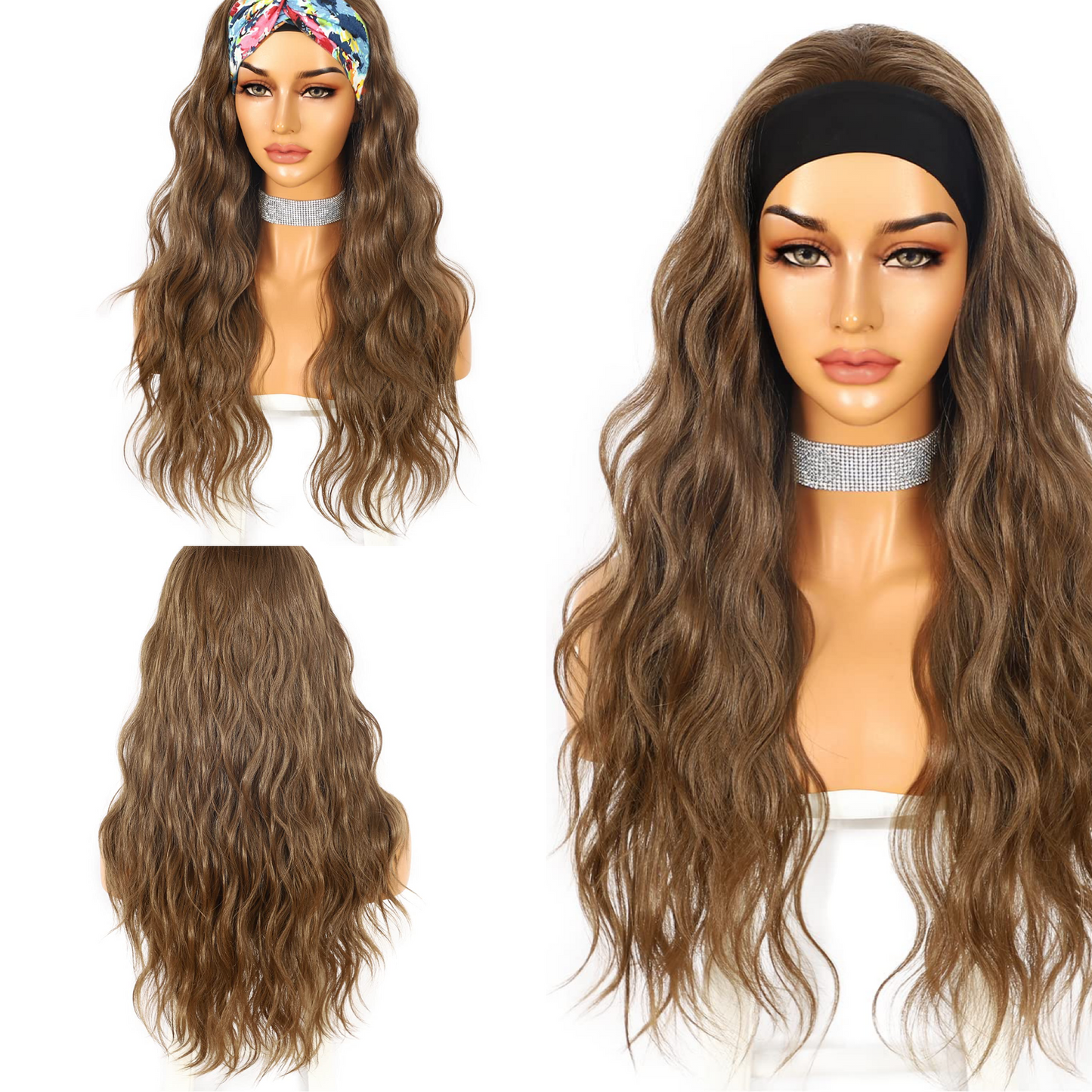 Body Wave Light Brown Headband Wig