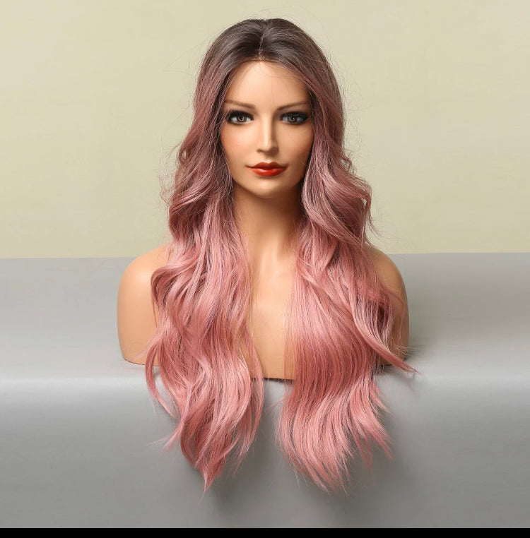 Ombre Pink Middle Part Lace Wig