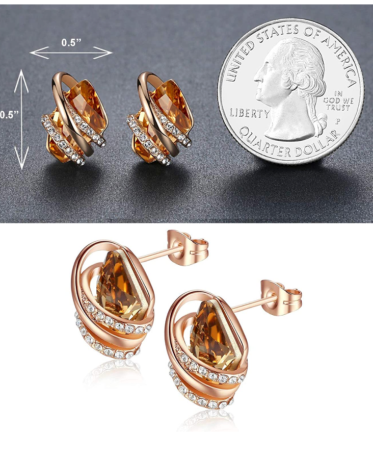 18K Rose Gold Stud November Birthstone Earrings