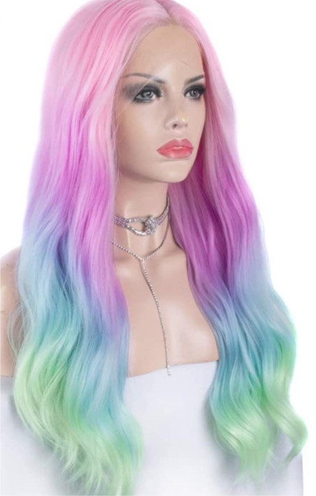 Wigs,Purple Wigs Blue Wigs,Long Hair Wigs,Lace Front Wig,Multi Color Wigs,Cosplay Wig,Long Mermaid Wig,DragQueen Hair Wig,Wavy Hair Wig,Blue Wig
