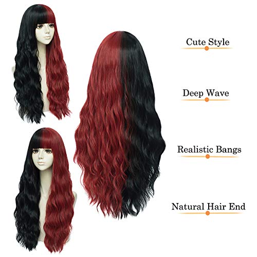 Black and Red Wig Red Wigs With Black,Ombre Burgundy Wig,Red wig,red wigs,,Loose Curly Wig,Kinky Red Wig,Afro wavy Wig,Cosplay Wig,Wig Wigs