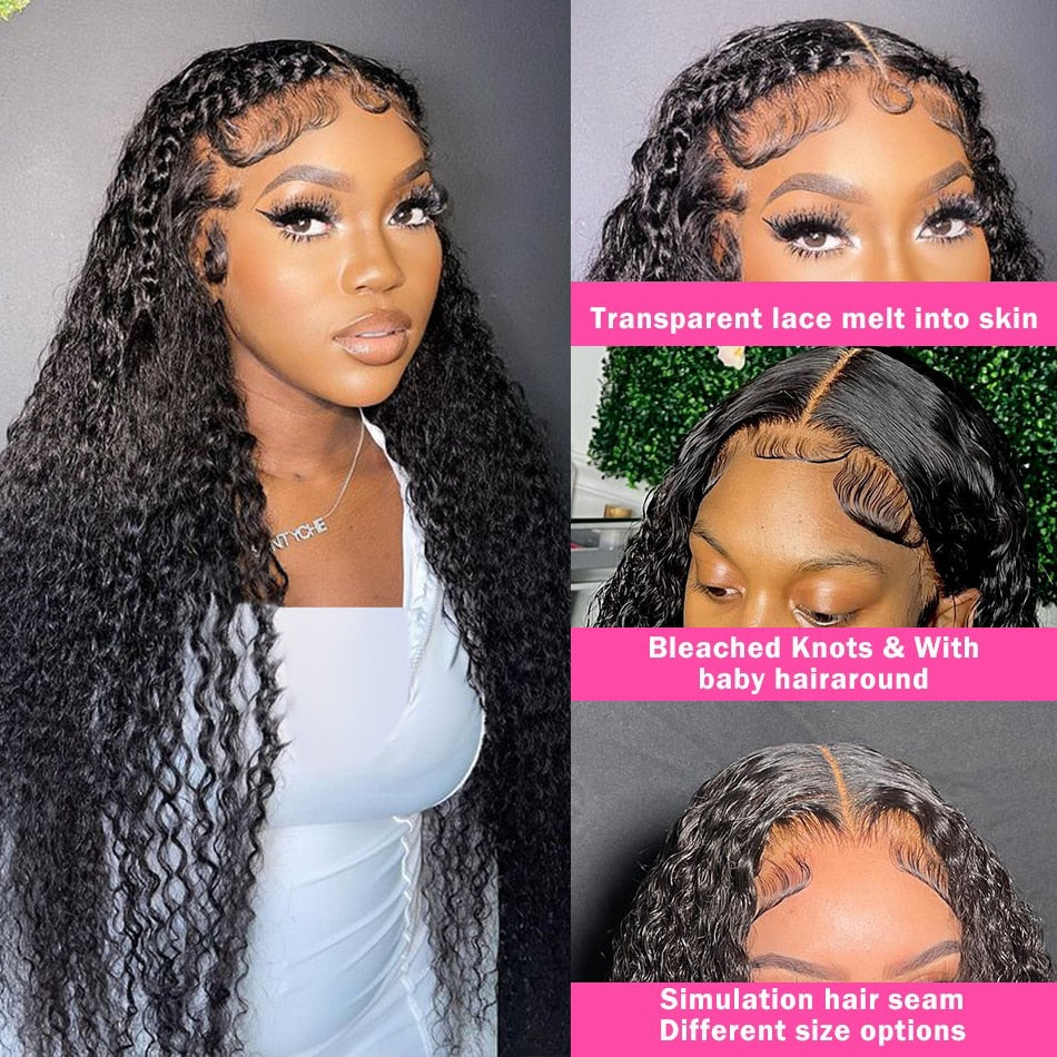 HD Lace Front Wigs Human Hair Water Wave HD Wet and Wavy Lace Front Wigs for Black Women 13x4 Curly Lace Frontal Wigs Human Hair Pre Plucked with